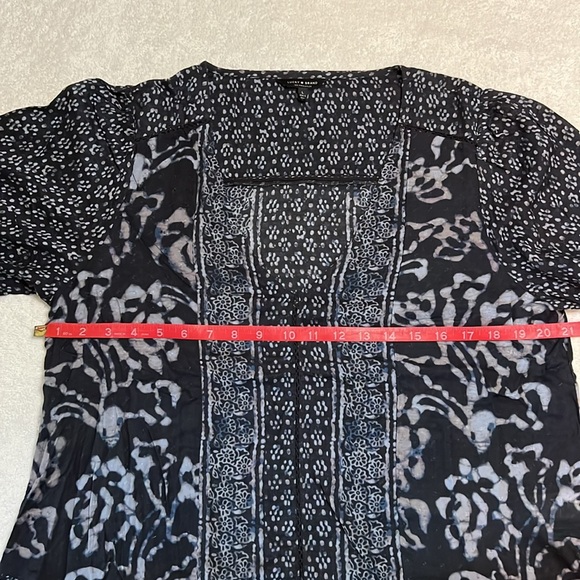 Lucky Brand Batik Inspired V-Neck Top, Navy-Mulit, L - Picture 7 of 8